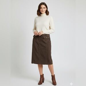 NWT Della Spiga, Italy, Brown Corduroy Pencil Skirt - Size 14 - Quiet Luxury
